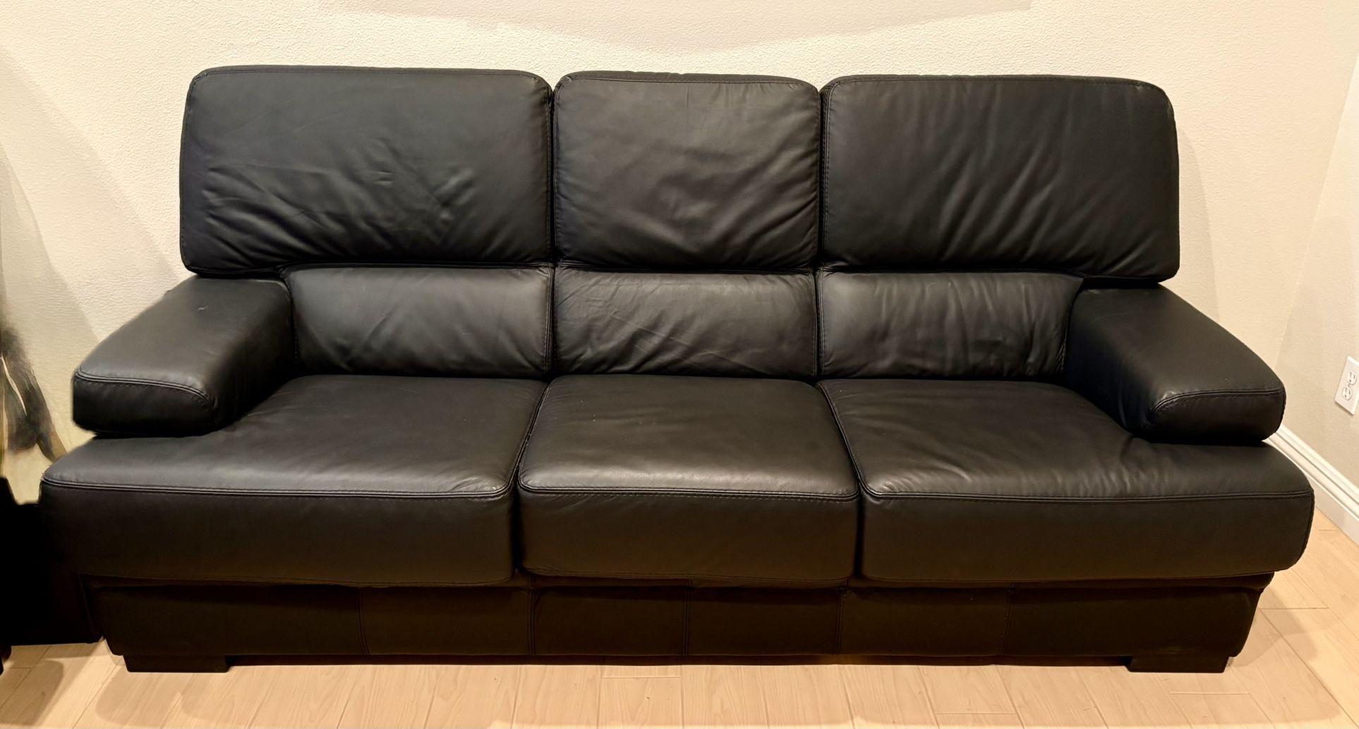 Black Faux Leather Couch Set
