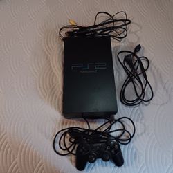 PLAYSTATION 2 WITH ONE CONTROLLER AND CONNECTIONS 