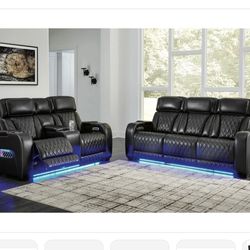 Boyington 2 Power Sofa & Console Loveseat in Genuine Leather