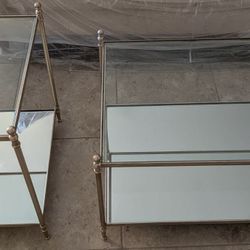 Brushed Silver Glass/Mirror Coffee Table & End Table