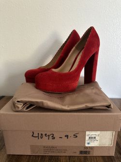 Gianvito Rossi Paulina Red Corduroy Heels