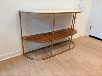 World Market Piper Rounded Marble Top byWood & Metal Console Table – Genuine Marble