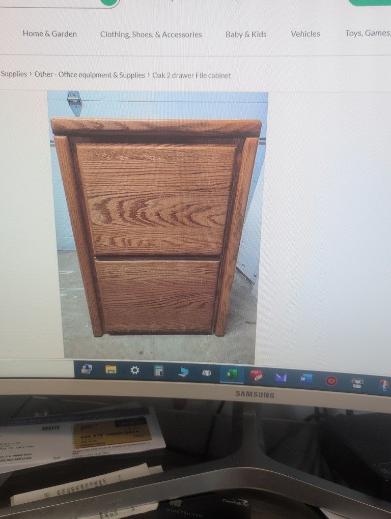 Oak 2 drawer File cabinet
