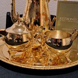 Antique 24 Carat Gold Plated Tea Service, Gold