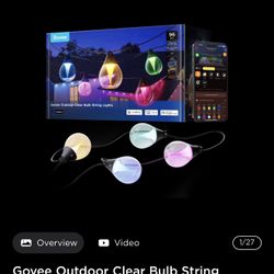 Govee Clear Bulb Outdoor String Lights, 96ft RGBWIC Dimmable Patio & Backyard Lights with 30 LED Bulbs, 111 Modes, IP67 Waterproof & Shatterproof, Wor