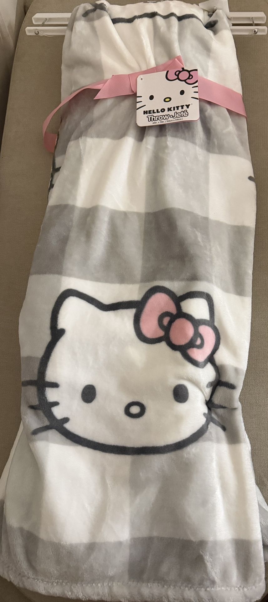 Grey & White Hello Kitty Blanket