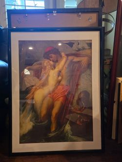 Framed "The Fisherman and the Syren" Art Print - F. Leighton