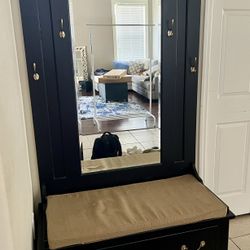 Coat And Shoe Organizer With Mirror