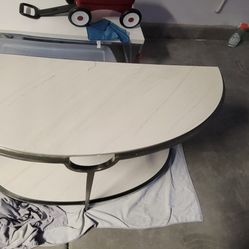 Vintage Steel Iron Bernhardt Morello Console Entry Coffee Faux Marble Carrerra Table 