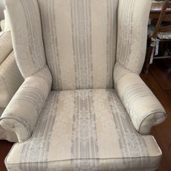 2 Custom Made wingback Chairs. Excellent Condition. Small Blemish 