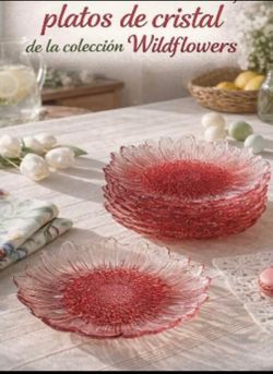 8 platos de cristal Wildflower PH