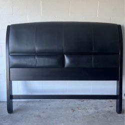 Black Leather Queen Headboard and wood frame