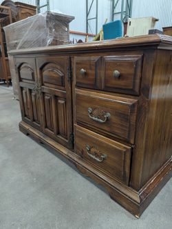 SOLD - Traditional Dark Wood Sideboard with Drawers and Cabinets