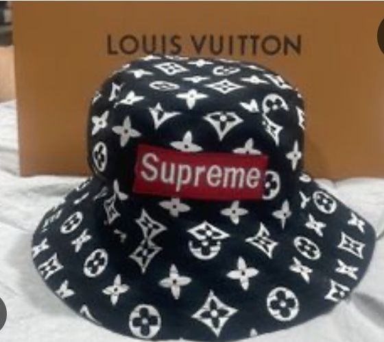 Louis Vuitton / supreme, bucket, hat, reversible, black, and white