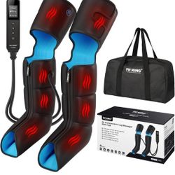 FIT KING Leg Massager with Heat for Circulation Upgraded Full Leg and Foot Compression Boots Massager to Relieve Pain, Swelling, Edema, RLS- Built-in 