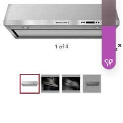 Kitchen Aid 36" Stainless Steal Under The Cabinet 4 Speed Ventilation 