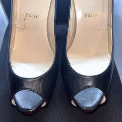 Christian Louboutin Palais Royal 140 Kid Leather Pumps - Size 39.5 EU - Black