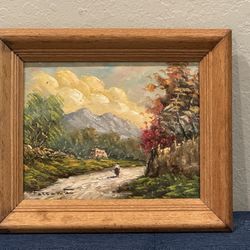 Antique c1940 Mountain Landscape Oil Painting signed Ferrante