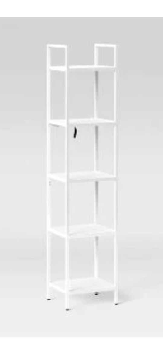 narrow white bookcase 