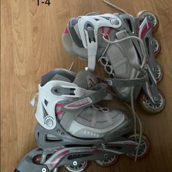 Rollerblades adjustable size 1-4, fit shoe size 1, 2, 3, 4