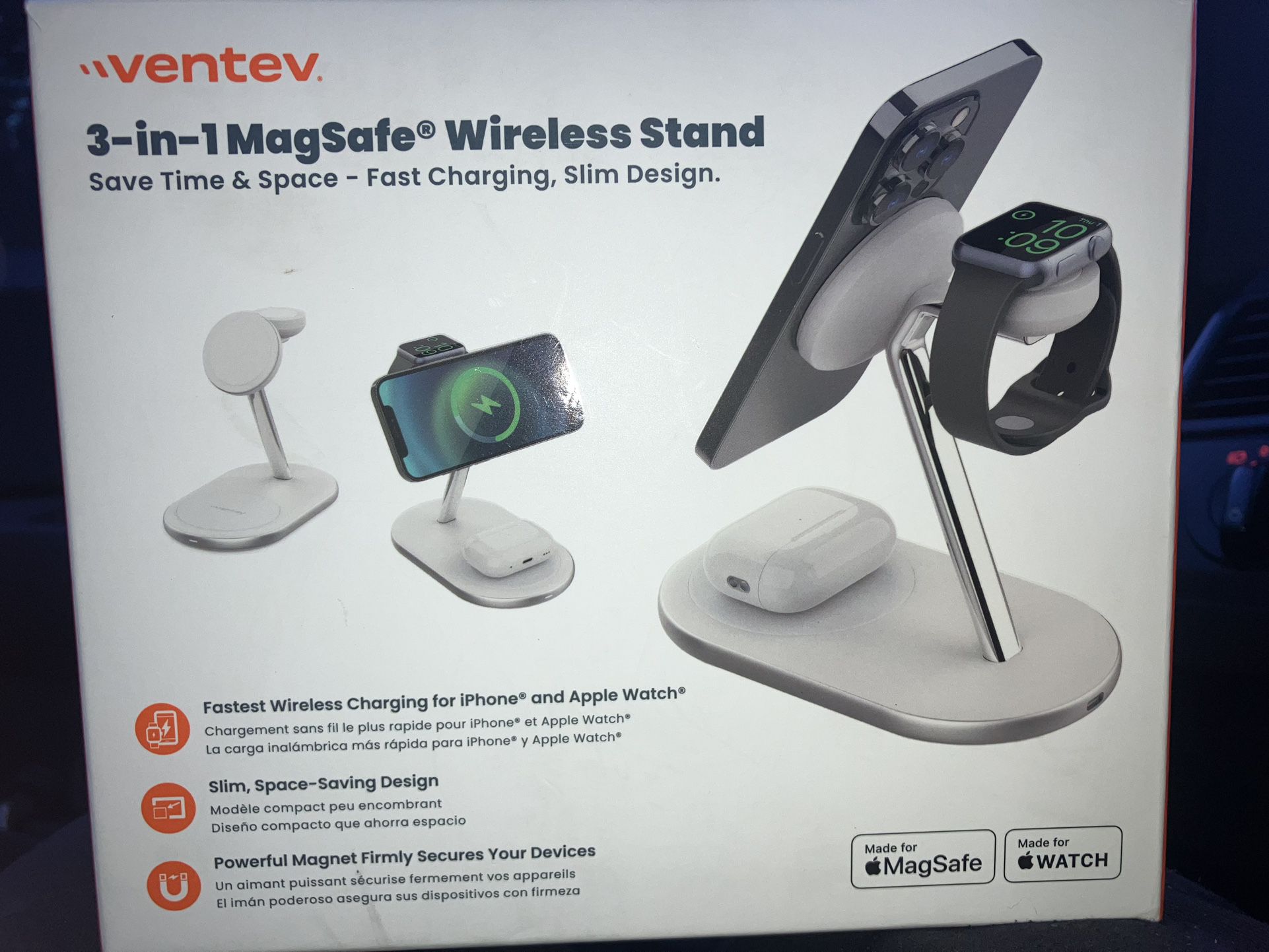 Ventev 3-In-1 MagSafe Wireless Stand For Apple iPhone  And Watch