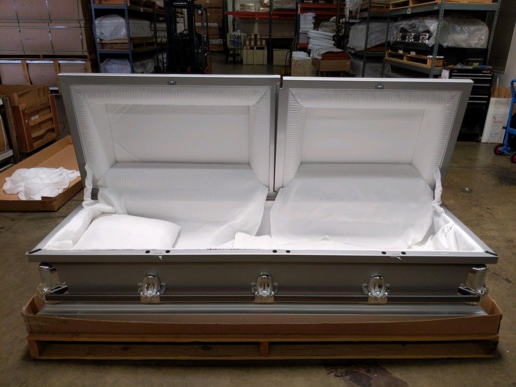 Optima Silver - White Crepe Casket