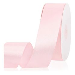 1-1/2 Inch 50 Yards Light Pink Satin Ribbon for Gift Wrapping,Flower Bouquet,Crafts,Balloons,Wedding,Birthday Party,Easter,Mothers Day,Baby Shower Dec