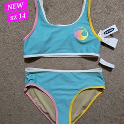 NEW WITH TAGS SZ 14 GIRLS SWIMSUIT 🩷🩵💛