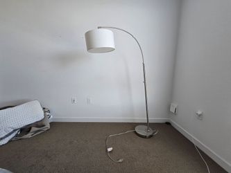 Arc Floor Lamp with White Drum Shade