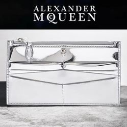 ALEXANDER MCQUEEN Mirrored Effect Leather Wallet with Zip Closure