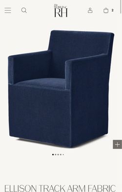 5 RH RESTORATION HARDWARE ELLISON TRACK ARM FABRIC DINING ARMCHAIR CASTERS: