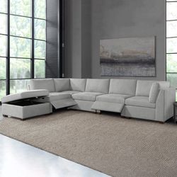 Thomasville Rockford 6-Piece Fabric Modular Sectional w/ Power Footrests