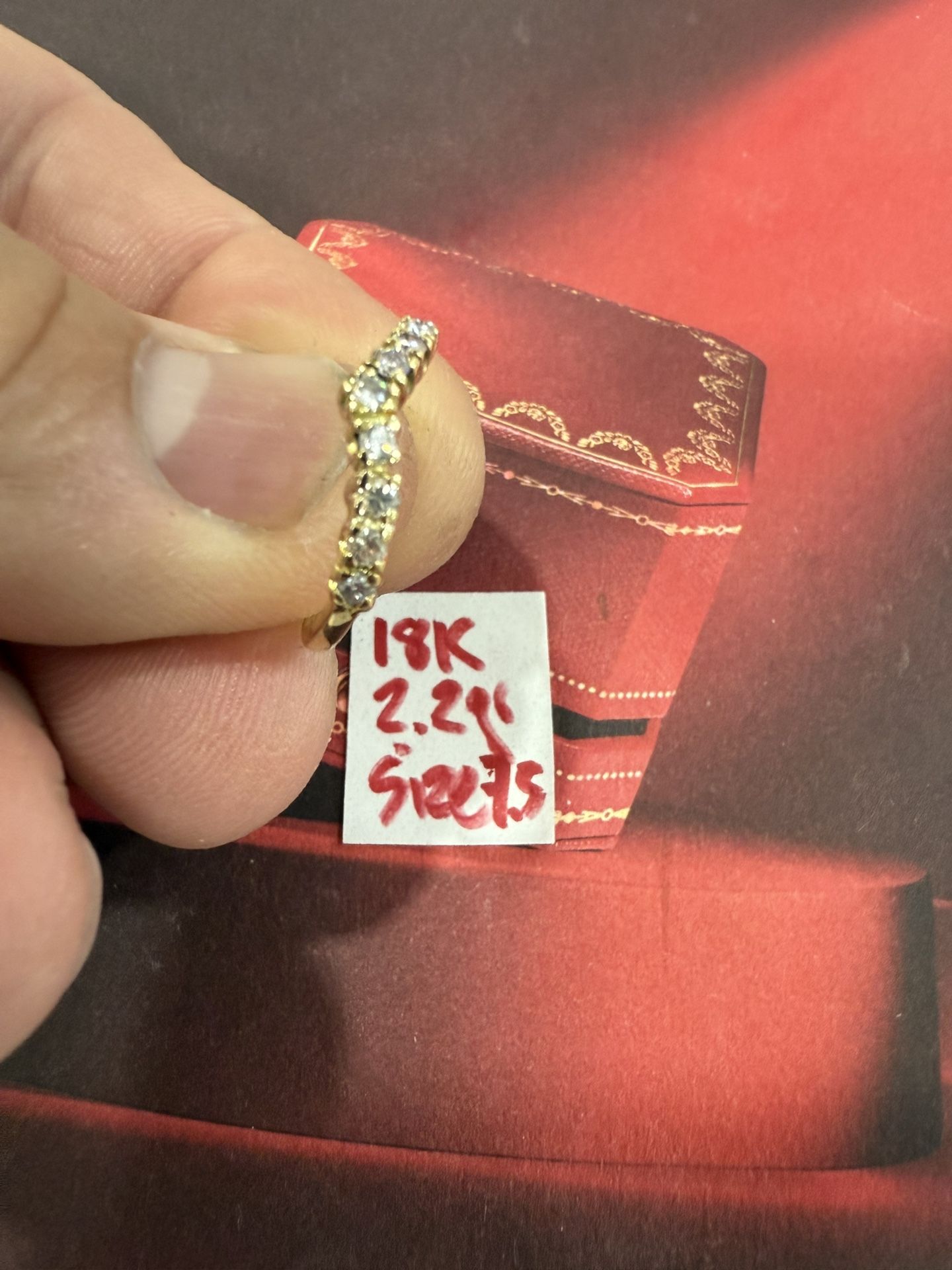 18K Solid Gold Wedding Ring With NATURAL DIAMONDS π STONES 2.2Gr Size 7.5