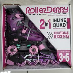 Roller Derby 2 In 1 Quad And Inline Adjustable Skates