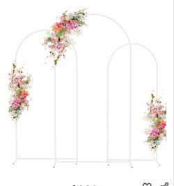 Wokceer Wedding Arch Backdrop Stand 8FT, 7.2FT, 6.6FT Set of 3 Gold Metal Arch Backdrop Stand for Wedding Ceremony Baby Shower Birthday Party Garden F