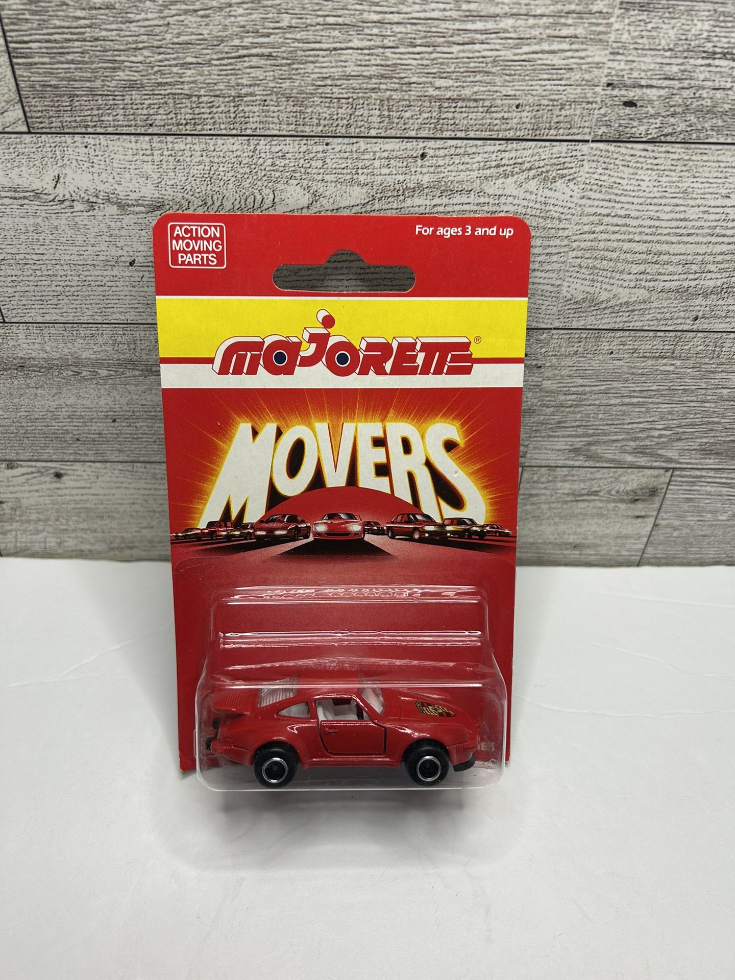 Vintage Majorette Red ‘1990 Porsche 911 Turbo 200 Series / Action Moving Parts • Die Cast Metal • Made in France