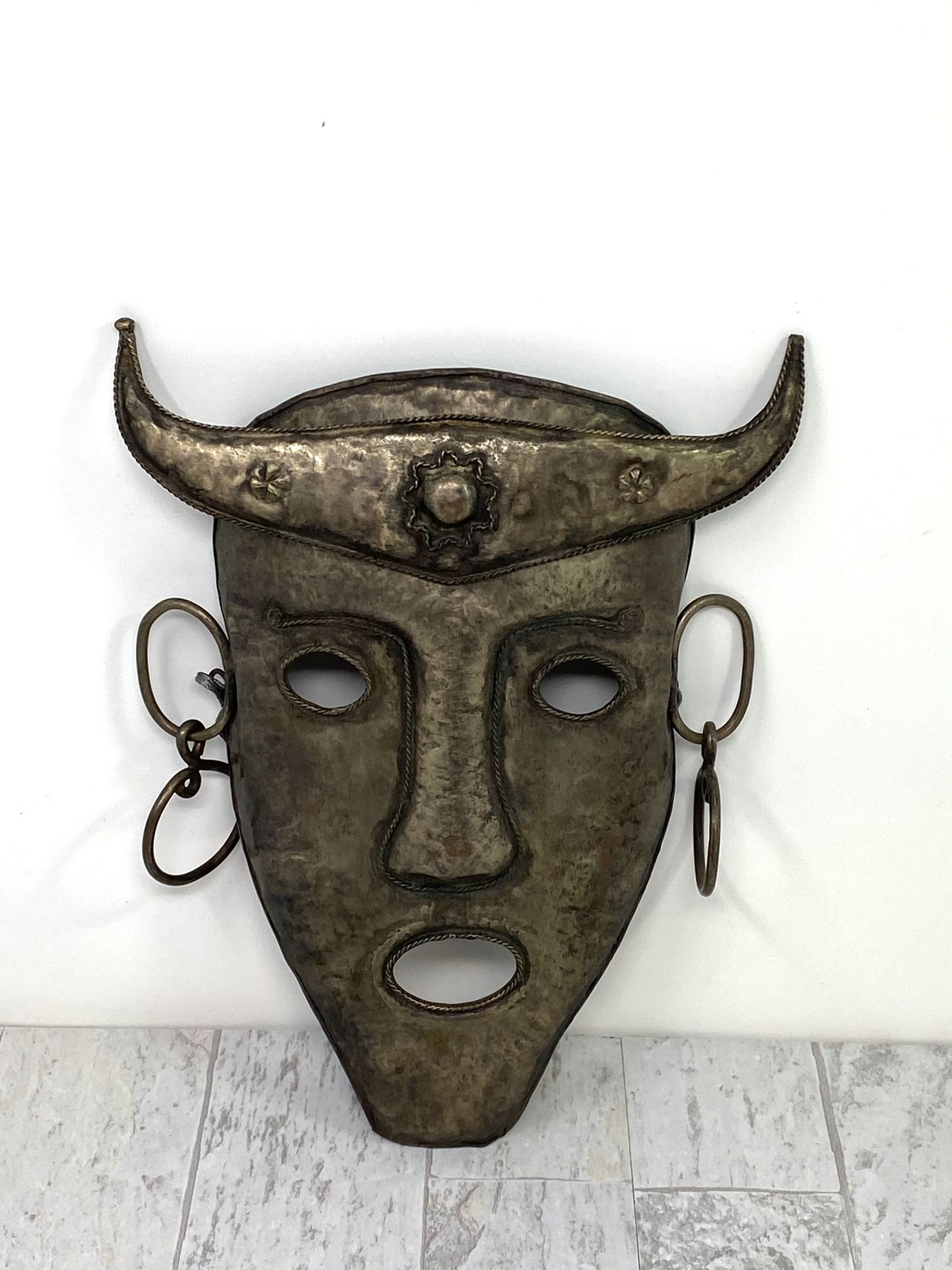 Vintage Hand Forged Metal Tribal Mask