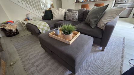 Gray Sectional Sofa with Storage Ottoman
