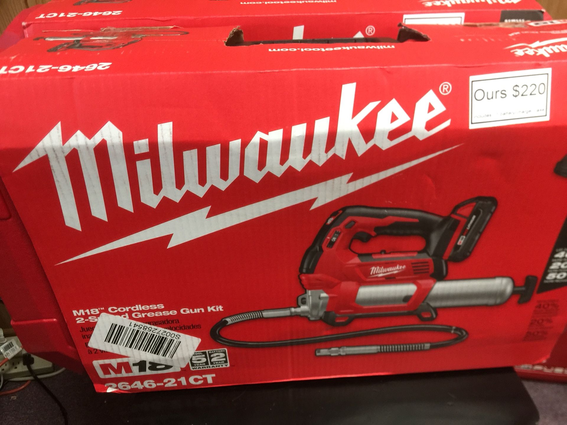 New 18v Milwaukee Grease Gun Kit Model 264621ct For Sale