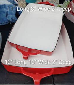 Dansk Kobenstyle Enamel Casserole Baking Pan Red Mid Century
