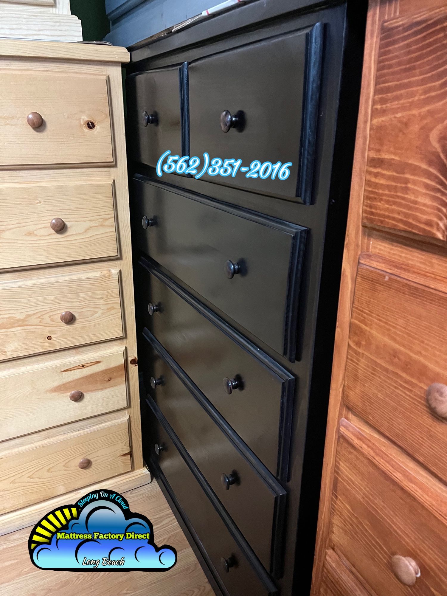 Assembled Tall Boy Double Knob Six Drawer Dresser Chest