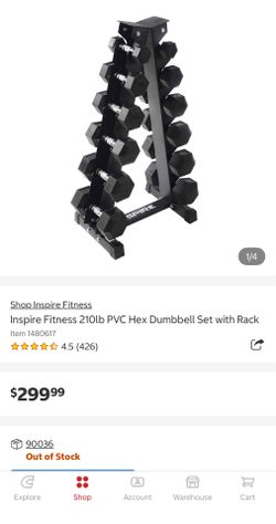 Inspire dumbbells and wrack