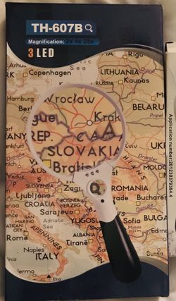 Hand held magnifier with LED lights