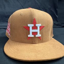 Houston Astros "Chocolate Suede" Double Trophy Fitted Hat Size 7 3/4