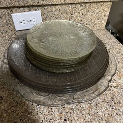 Glass And Golden Sparkle Serving Dishes