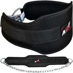 AQF Dip Belt for Weightlifting - Weight Belt with 36" Heavy Duty Steel Chain - Neoprene Padded Back Support Gym Lifting Belt for Powerlifting, Bodybui