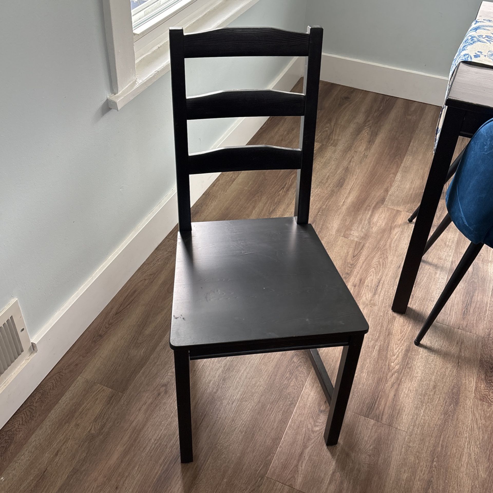 Set Of 3 Black Wooden Chairs 
