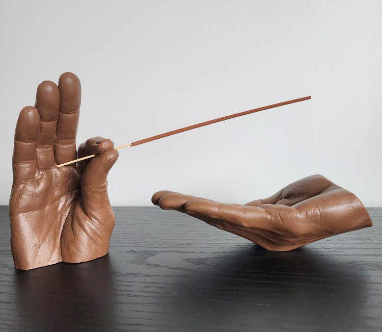 Hands Incense Holder- 2 Piece Set - Ash Catcher + Incense Holder - Large
