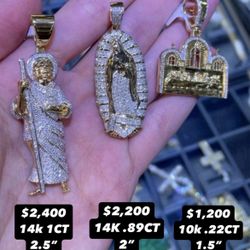 14K 2” .89CT  Natural Diamond Virgen Pendant  