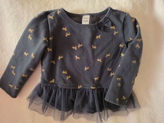 Carter's 4t/4A long sleeve top horse print tulle hem
